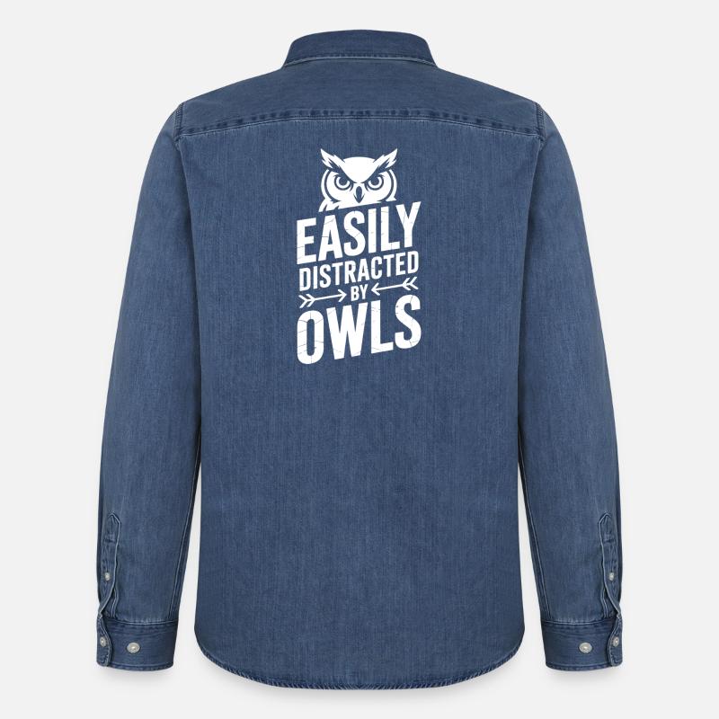 Eulen Sprüche Eule Lustiges Eulen Geschenk - Männer Jeanshemd Organic von Stanley/Stella - verwaschenes Mittelblau 