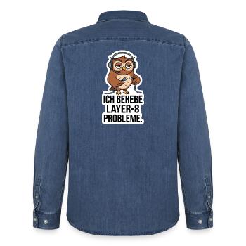 IT Support Layer 8 Problem Admin Admin Geschenk - Männer Jeanshemd Organic von Stanley/Stella - verwaschenes Mittelblau  - Hinten - AI Model Male 185 light (185cm)
