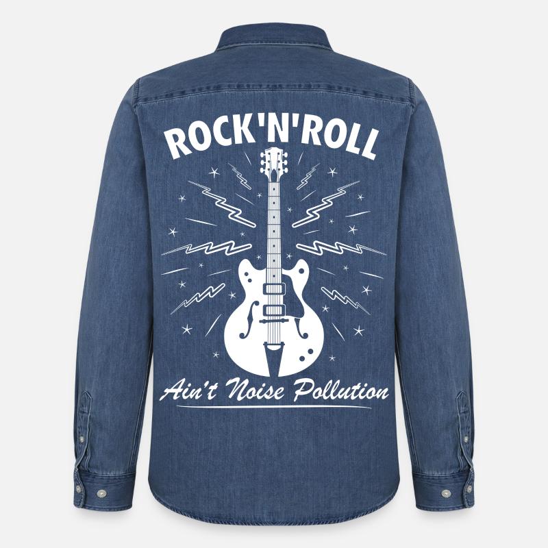 Rock 'n' Roll ist keine Lärmbelastung - Männer Jeanshemd Organic von Stanley/Stella - verwaschenes Mittelblau 