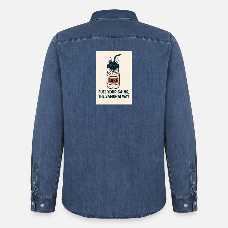 Sake- und Samurai-Stil-Zuwächse - Männer Jeanshemd Organic von Stanley/Stella - verwaschenes Mittelblau 