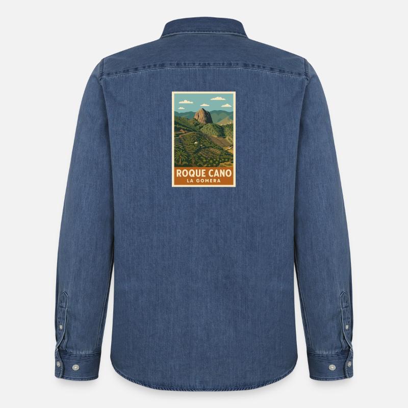 Roque Cano La Gomera - Männer Jeanshemd Organic von Stanley/Stella - verwaschenes Mittelblau