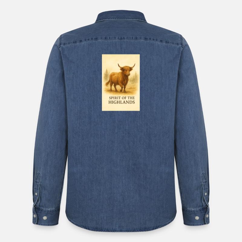 Der Geist der Highlands-Kuh - Männer Jeanshemd Organic von Stanley/Stella - verwaschenes Mittelblau