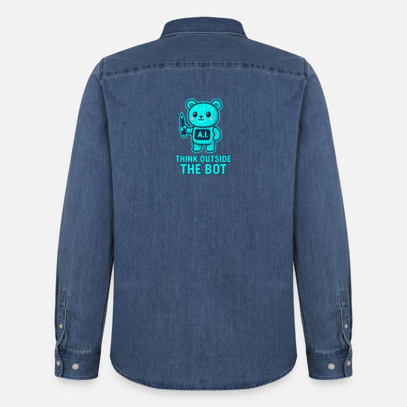 Think Outside the Bot Bär AI - Männer Jeanshemd Organic von Stanley/Stella - verwaschenes Mittelblau 