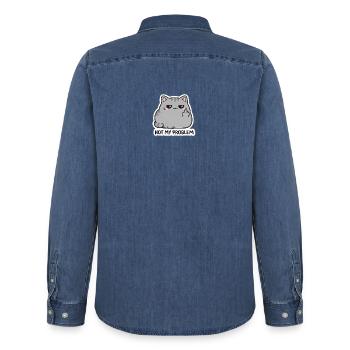 Not My Problem Katzesticker - Männer Jeanshemd Organic von Stanley/Stella - verwaschenes Mittelblau  - Hinten - AI Model Male 185 light (185cm)