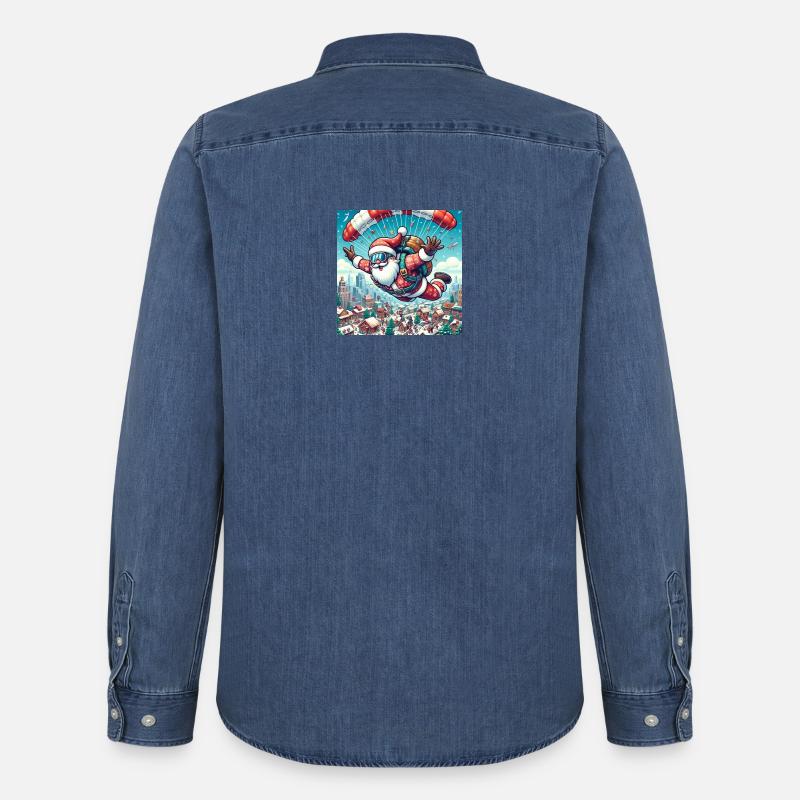 Weihnachts Design 11 - Männer Jeanshemd Organic von Stanley/Stella - verwaschenes Mittelblau 