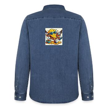 Nacho Every Day – Chill Snack Vibes - Männer Jeanshemd Organic von Stanley/Stella - verwaschenes Mittelblau  - Hinten - AI Model Male 185 light (185cm)
