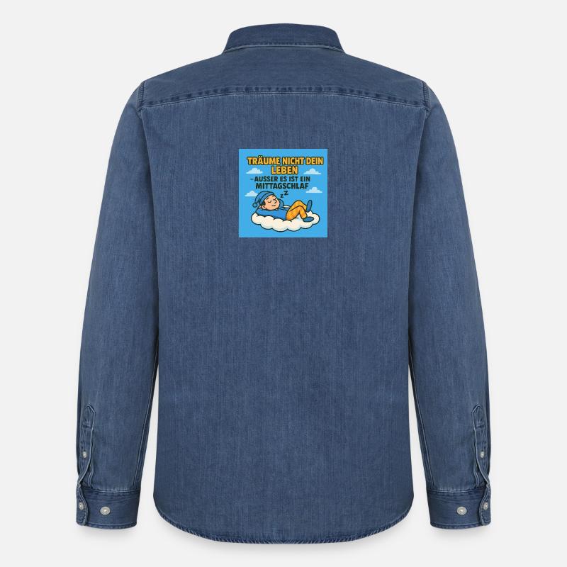 Träume nicht dein Leben - Männer Jeanshemd Organic von Stanley/Stella - verwaschenes Mittelblau 