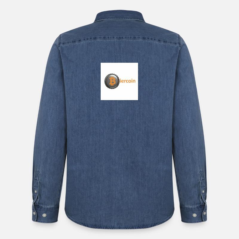 BierCoin Bitcoin Logo - Männer Jeanshemd Organic von Stanley/Stella - verwaschenes Mittelblau 