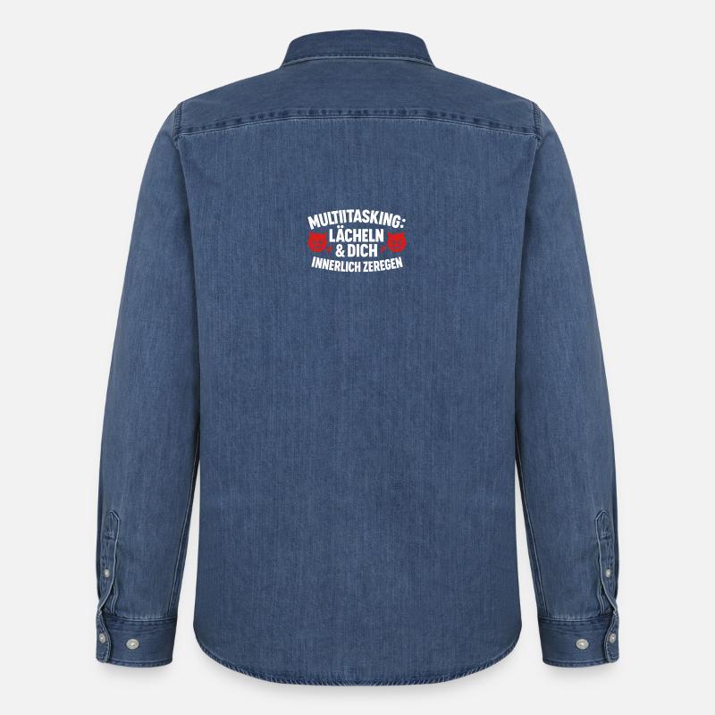 Multitasking Internally disassembling smiles - Men’s Organic Denim Shirt by Stanley/Stella - mid washy 