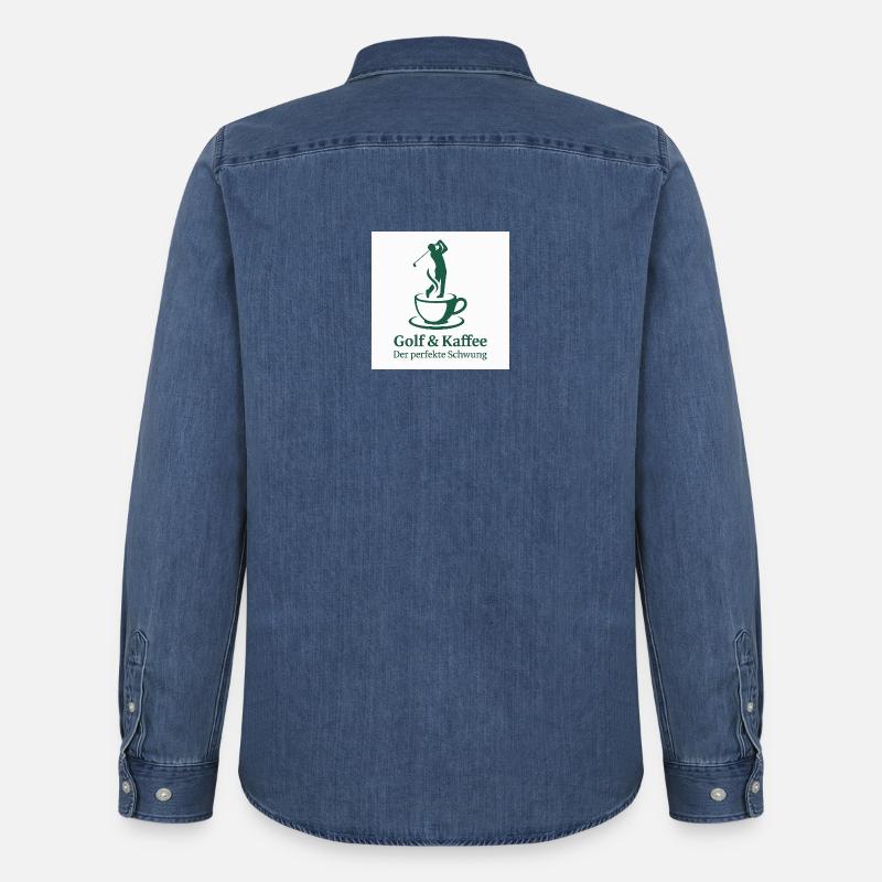 Golf & Kaffee – Der perfekte Schwung  - Männer Jeanshemd Organic von Stanley/Stella - verwaschenes Mittelblau 