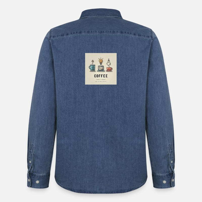 Conception du code du café - Chemise en denim homme bio Stanley/Stella - bleu moyen délavé 