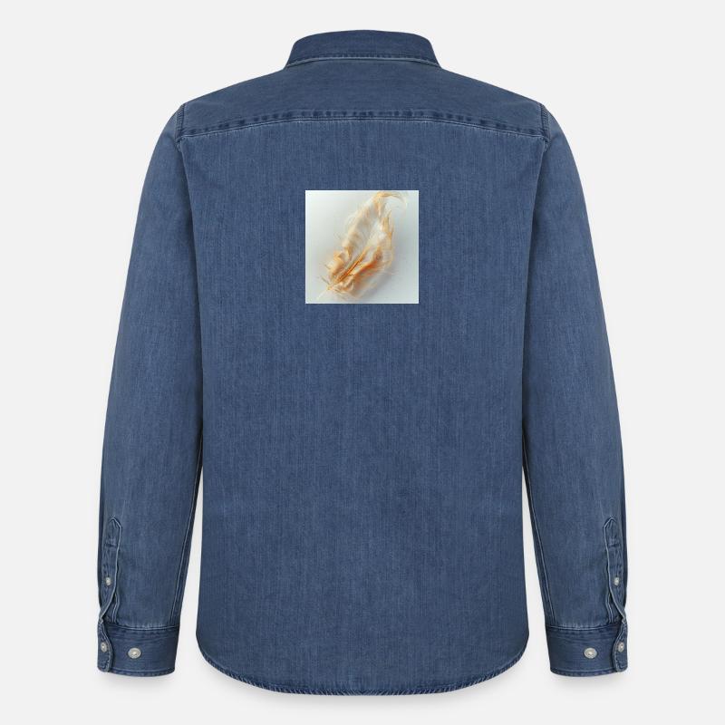 Ätherische Feder leuchtend – Symbol des Lichts - Männer Jeanshemd Organic von Stanley/Stella - verwaschenes Mittelblau 