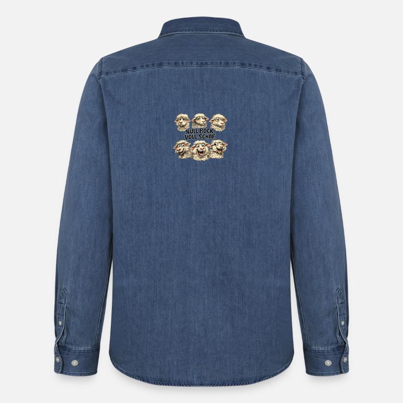 Schaf-Quintett: Null Bock Voll Schaf - Männer Jeanshemd Organic von Stanley/Stella - verwaschenes Mittelblau 