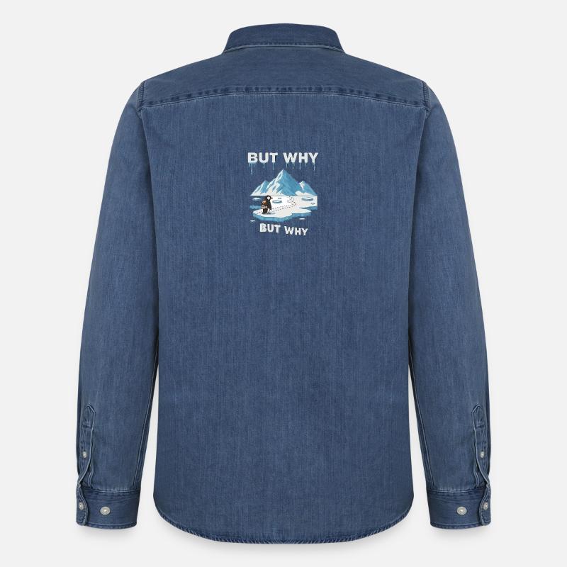 But why Penguin - Männer Jeanshemd Organic von Stanley/Stella - verwaschenes Mittelblau 