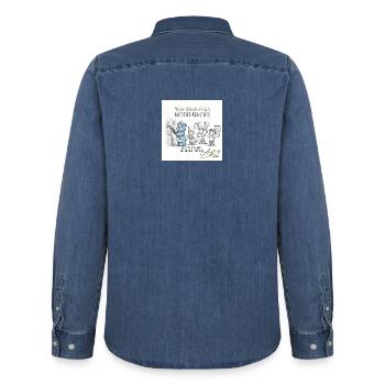Bleistiftkünstler-Abenteuer mit Freunden - Männer Jeanshemd Organic von Stanley/Stella - verwaschenes Mittelblau  - Hinten - AI Model Male 185 light (185cm)