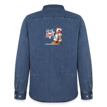 Dat löppt - Männer Jeanshemd Organic von Stanley/Stella - verwaschenes Mittelblau  - Hinten - AI Model Male 185 light (185cm)