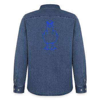 Mouette majeur insulte doigt puant vilain - Chemise en denim homme bio Stanley/Stella - bleu moyen délavé  - Dos - AI Model Male 185 light (185cm)