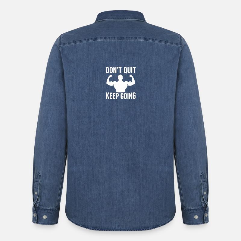 Dont Quit, Keep Going  - Männer Jeanshemd Organic von Stanley/Stella - verwaschenes Mittelblau 
