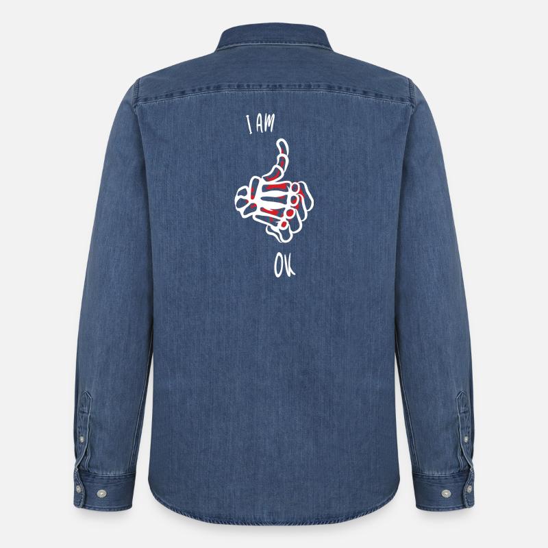 Ich bin Ok - Männer Jeanshemd Organic von Stanley/Stella - verwaschenes Mittelblau 