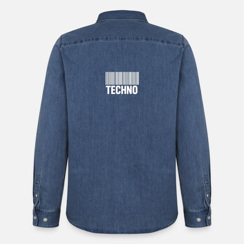 Techno Barcode Pattern - Men’s Organic Denim Shirt by Stanley/Stella - mid washy 