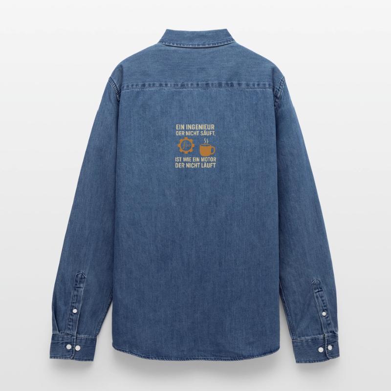 Engineer Humor Coffee Engine Men’s Organic Denim Shirt by Stanley/Stella