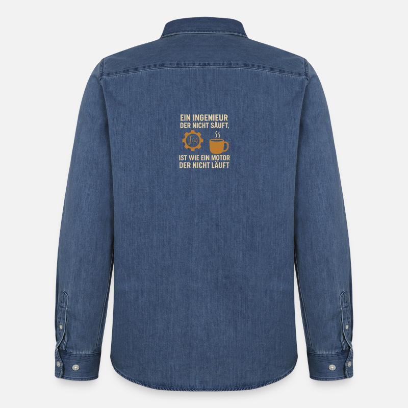 Engineer Humor Coffee Engine - Men’s Organic Denim Shirt by Stanley/Stella - mid washy 