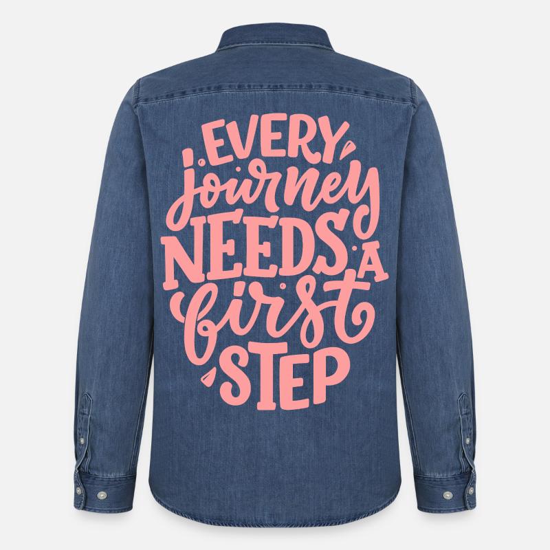 Every Journey Needs A First Step - Männer Jeanshemd Organic von Stanley/Stella - verwaschenes Mittelblau 