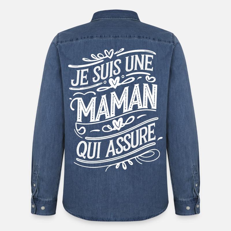 Ich bin eine Mutter, die versichert - Männer Jeanshemd Organic von Stanley/Stella - verwaschenes Mittelblau 
