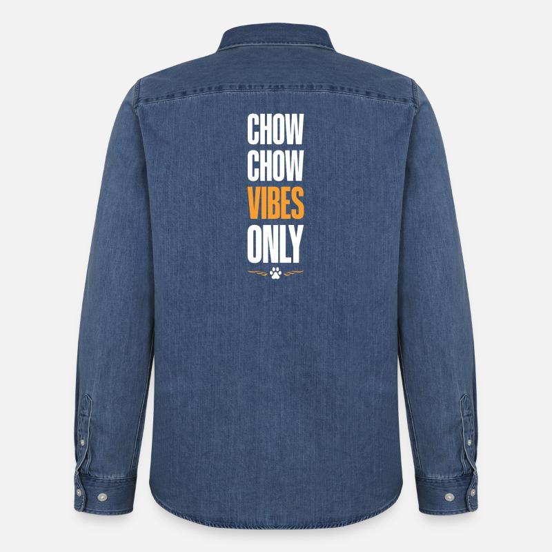 Chow Chow Vibes Only - Männer Jeanshemd Organic von Stanley/Stella - verwaschenes Mittelblau