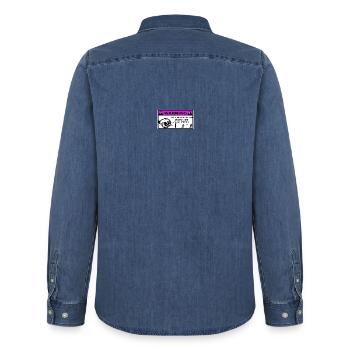 Turbo Warning Kids - Men’s Organic Denim Shirt by Stanley/Stella - mid washy  - Back - AI Model Male 185 light (185cm)
