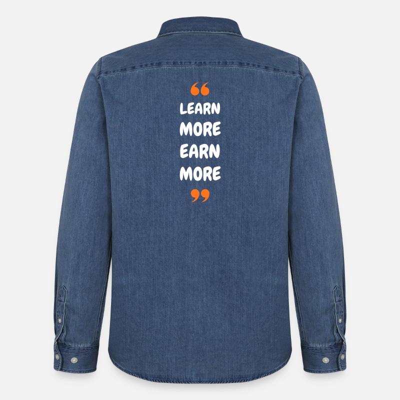 Learn More Earn More - Männer Jeanshemd Organic von Stanley/Stella - verwaschenes Mittelblau 