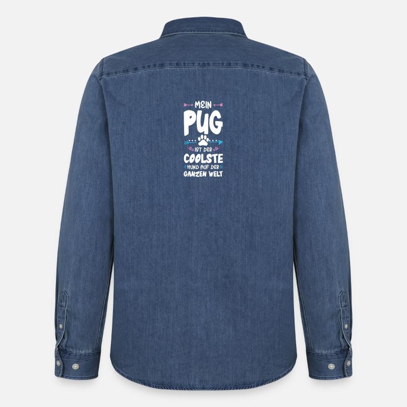 pug mops hund spruch - Männer Jeanshemd Organic von Stanley/Stella - verwaschenes Mittelblau 