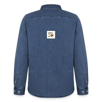 Cœur de maman Bengale - Chemise en denim homme bio Stanley/Stella - bleu moyen délavé  - Dos - AI Model Male 185 light (185cm)