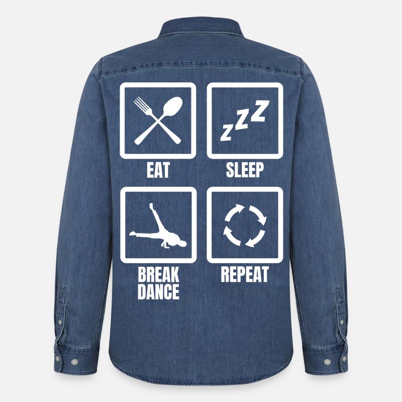 Eat Sleep Break Dance Repeat - Männer Jeanshemd Organic von Stanley/Stella - verwaschenes Mittelblau