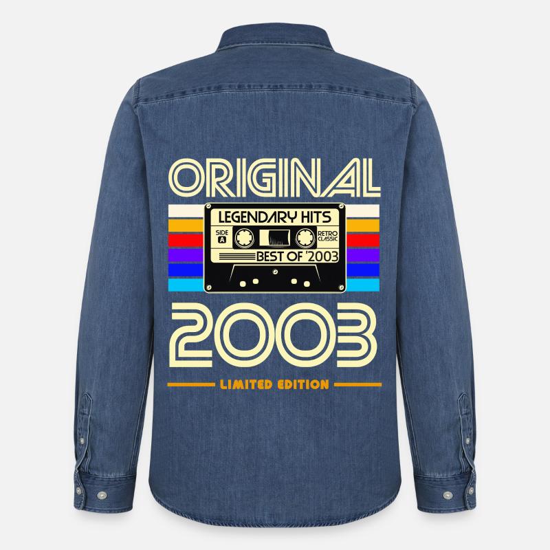 Originale limitierte Kassette von 2003 - Männer Jeanshemd Organic von Stanley/Stella - verwaschenes Mittelblau