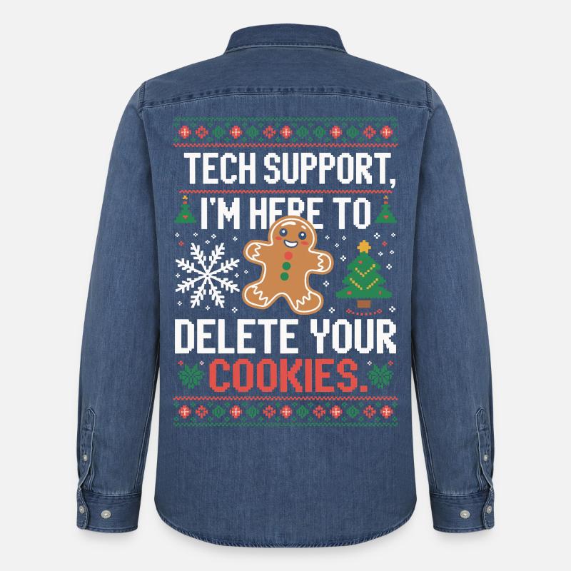 Tech Support Cookie Saying - Men’s Organic Denim Shirt by Stanley/Stella - mid washy 