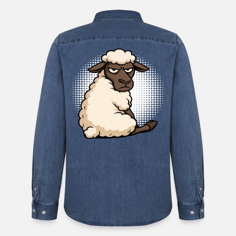 Schaf Schafe Schäfer Schafhalter Schafbock - Männer Jeanshemd Organic von Stanley/Stella - verwaschenes Mittelblau 