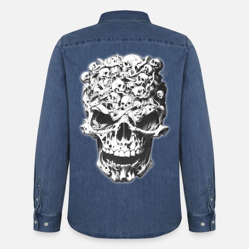 Schädel der Schädel - Männer Jeanshemd Organic von Stanley/Stella - verwaschenes Mittelblau