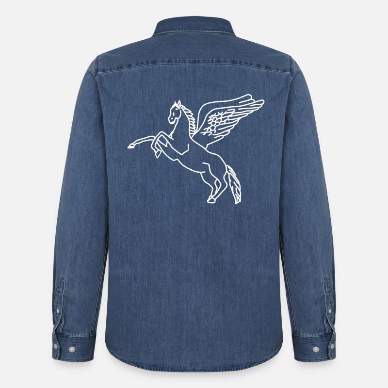 Pegasus lineart - Männer Jeanshemd Organic von Stanley/Stella - verwaschenes Mittelblau 