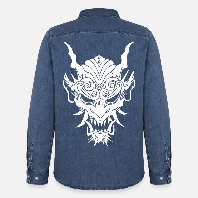 weißer Gothic-Dämon - Männer Jeanshemd Organic von Stanley/Stella - verwaschenes Mittelblau 