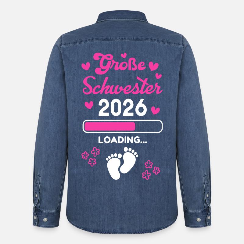 Große Schwester 2026 Loading - Männer Jeanshemd Organic von Stanley/Stella - verwaschenes Mittelblau 