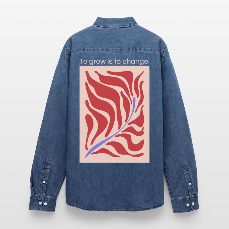 Growth through change – leaf shape pattern Men’s Organic Denim Shirt by Stanley/Stella