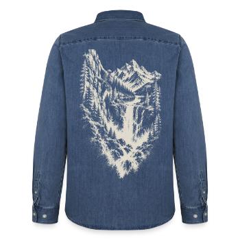 Klettern Alpinklettern Kletterer Geschenk - Männer Jeanshemd Organic von Stanley/Stella - verwaschenes Mittelblau  - Hinten - AI Model Male 185 light (185cm)