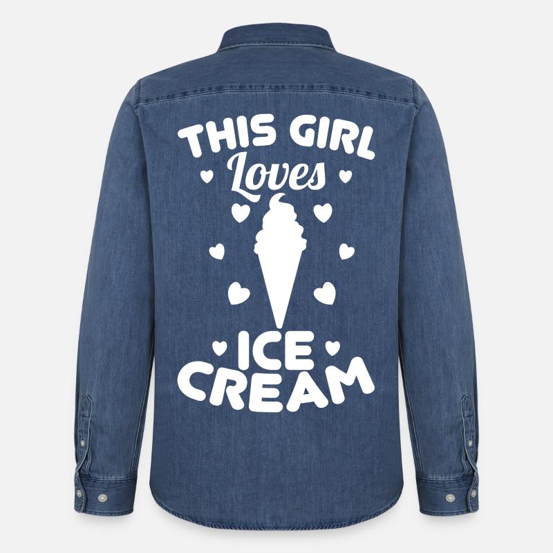 Eiscreme Mädchen - Männer Jeanshemd Organic von Stanley/Stella - verwaschenes Mittelblau 
