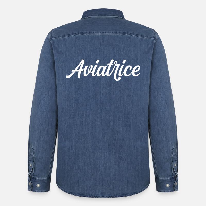 Fliegerpilot Flugzeugflug - Männer Jeanshemd Organic von Stanley/Stella - verwaschenes Mittelblau 