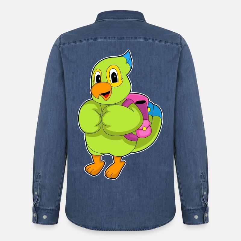 Parrot Student Backpack School - Chemise en denim homme bio Stanley/Stella - bleu moyen délavé