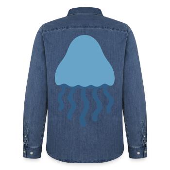 Qualle Meeresbewohner Design Geschenkidee - Männer Jeanshemd Organic von Stanley/Stella - verwaschenes Mittelblau  - Hinten - AI Model Male 185 light (185cm)