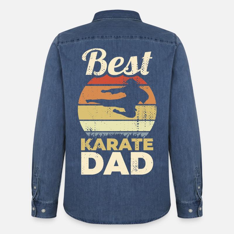 Bester Karate Papa - Männer Jeanshemd Organic von Stanley/Stella - verwaschenes Mittelblau 