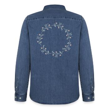 Blumen - Männer Jeanshemd Organic von Stanley/Stella - verwaschenes Mittelblau  - Hinten - AI Model Male 185 light (185cm)