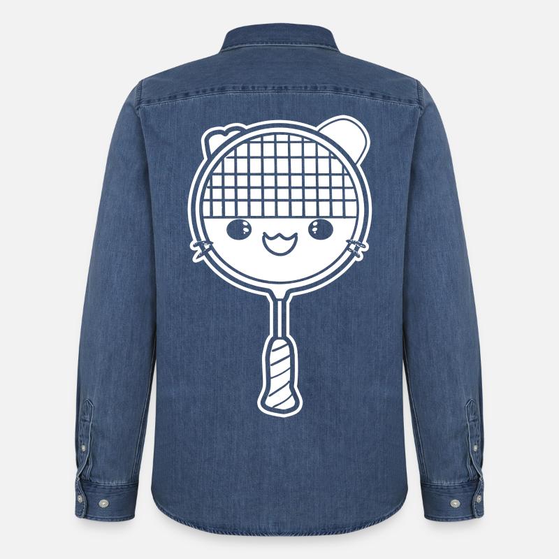 Badmintonschläger Comic Stil - Männer Jeanshemd Organic von Stanley/Stella - verwaschenes Mittelblau